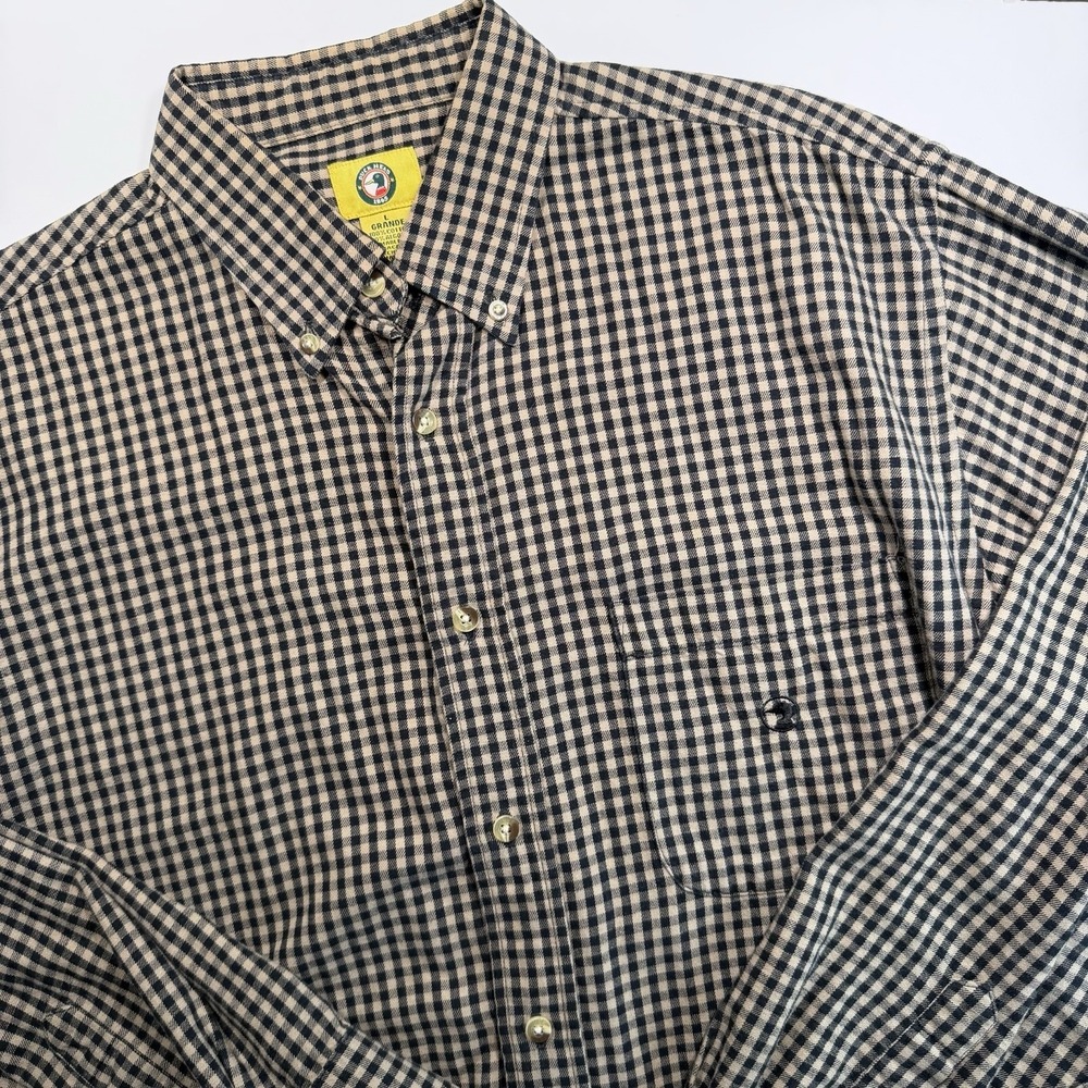 Men's Vintage Duck Head Long Sleeve Button Up L Black Tan Check